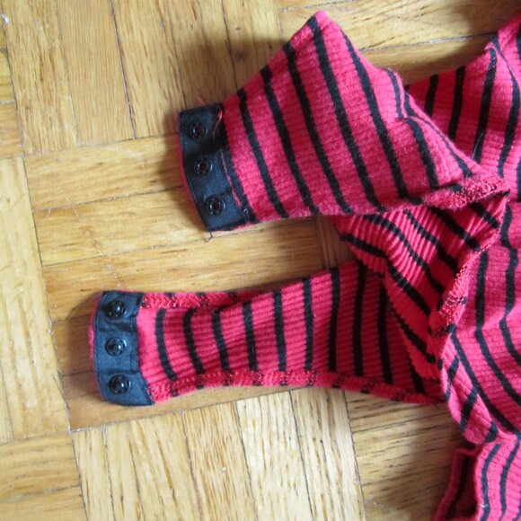 Divided by H&M Red Black Striped Long Sleeve Bodysuit - Size Large - Picture 2 of 5